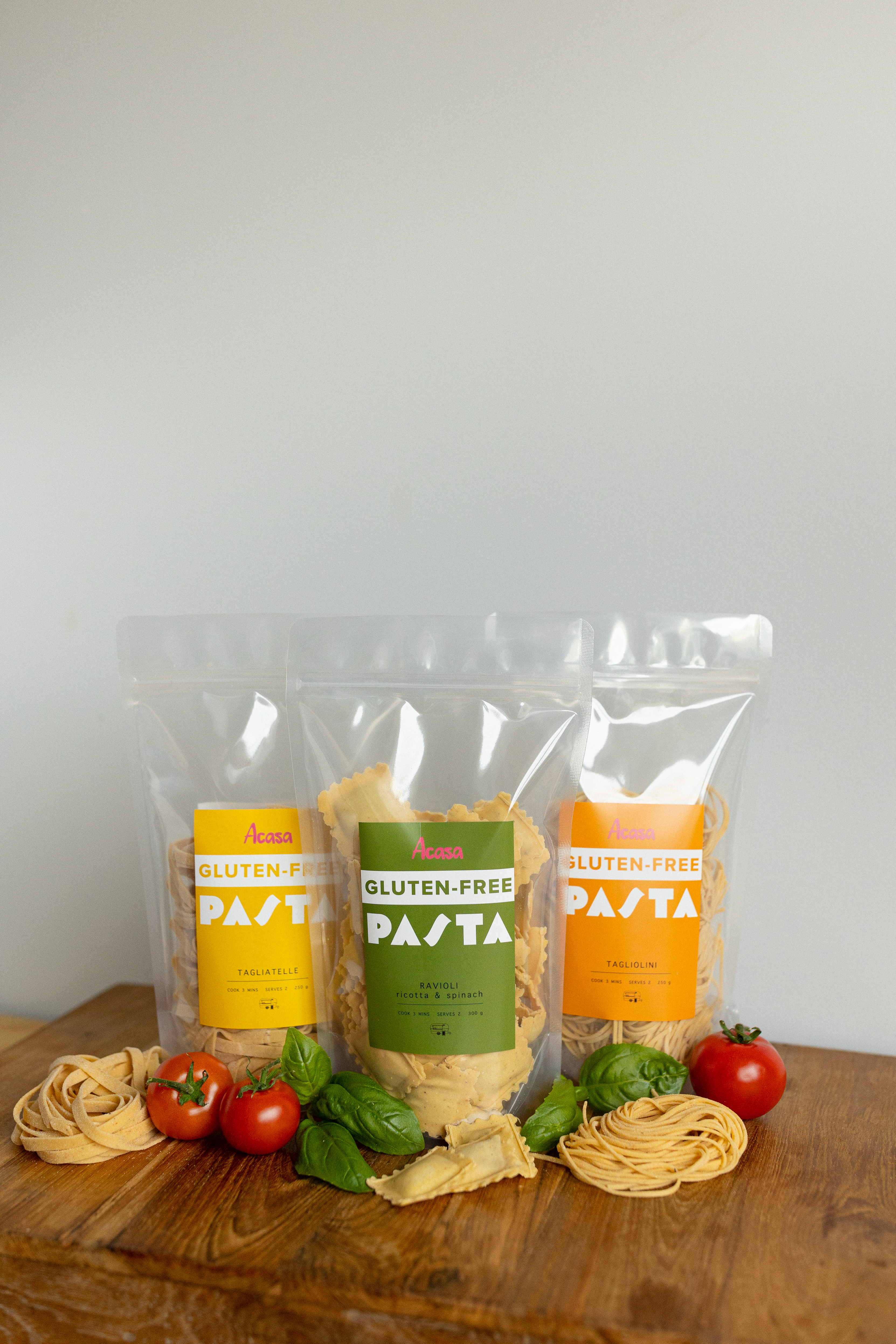 Amaranto gluten-free pasta packs ready to take home