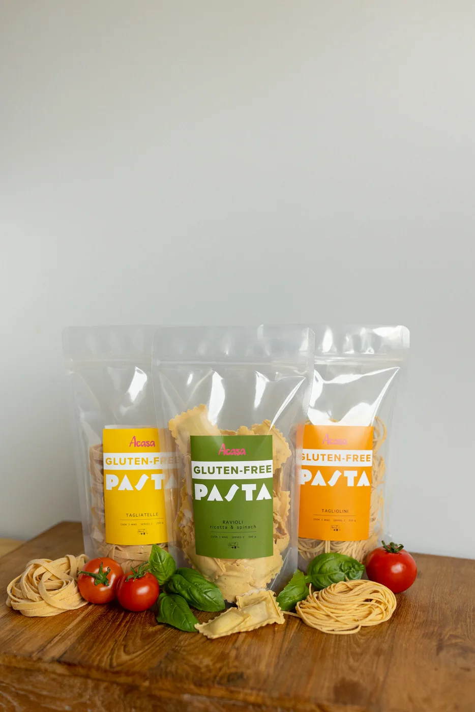Amaranto gluten-free pasta packs ready to take home