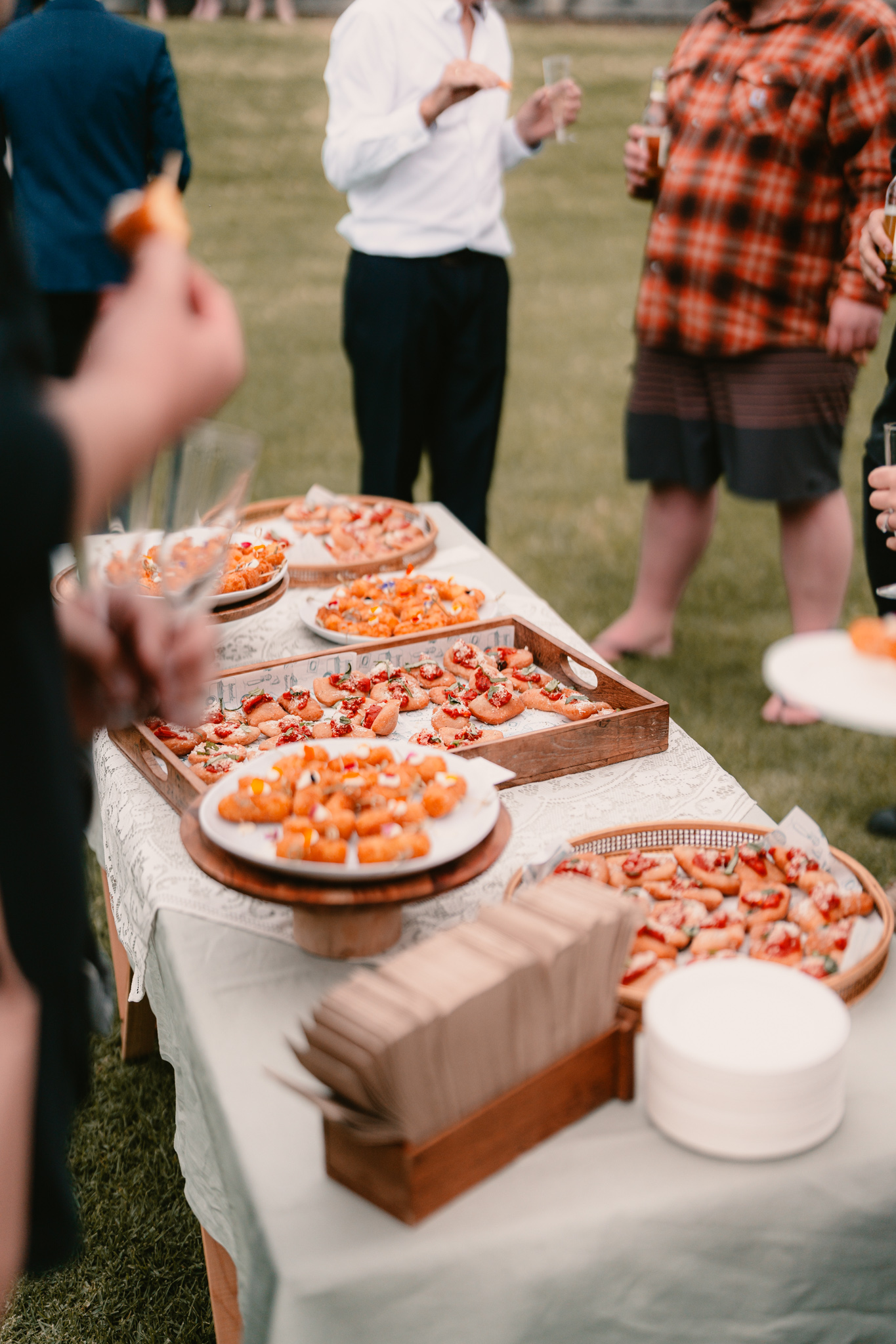 Antipasto canapé table catered by Amaranto at Courtney and Tim's wedding at Nocton Woolshed