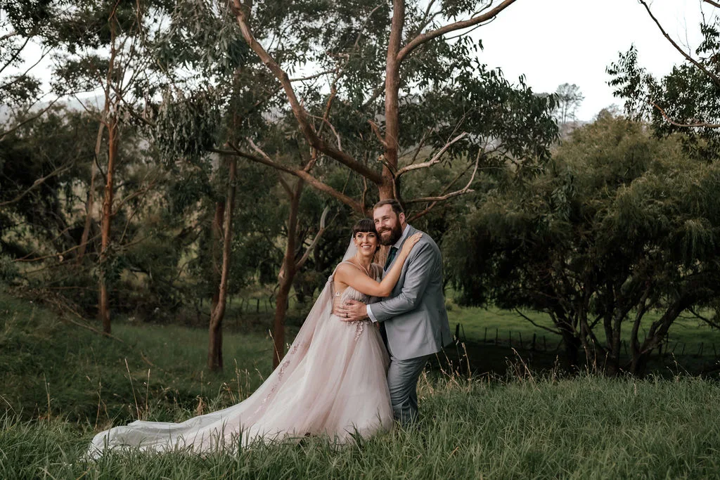 Andrew and Laura at their wedding at Waterfall Farm, Kaukapakapa