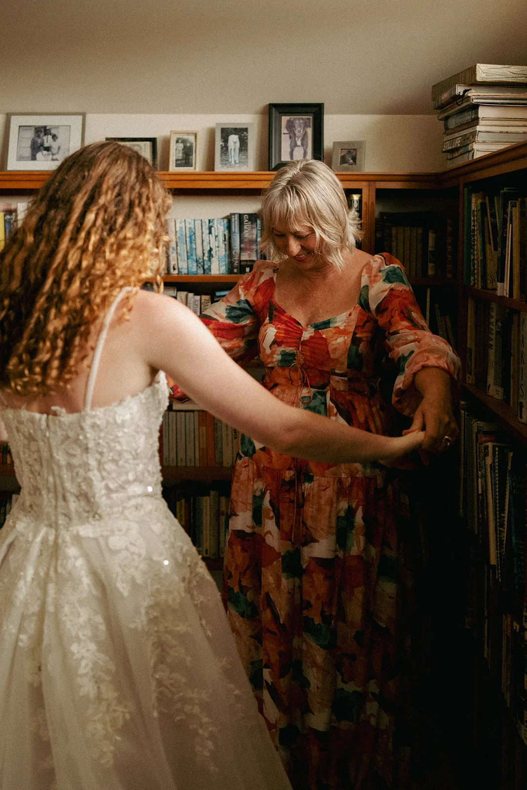 Phaedra getting ready with her mother on the morning of her wedding at the family home in Matakana